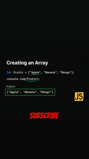 Learn how to create an Array in JavaScript! 🍎🍌🥭#shorts #viral