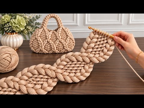 DON’T MISS THIS! ❤️ How to Crochet a Tunisian Bag, Headband & Belt | Easy Step-by-Step Tutorial