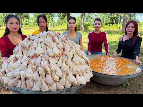 Amazing cooking stir giant fried chicken and fried rice recipe | Amazing video