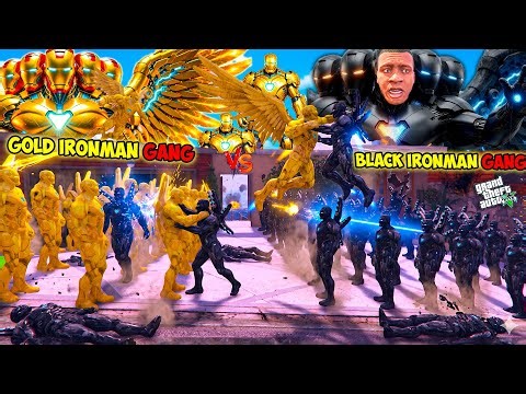 Franklin Black Ironman Gang VS Shinchan Gold Ironman Gang Fight In GTA 5!