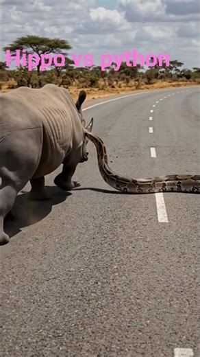 Hippo saved by luck from the 🐍 #adventure #fighting #shortvideo #trending #snake #shorts #python
