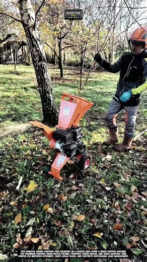 Chipping tree branches in garden area using Work tool wood chipper machine #tool #worktool