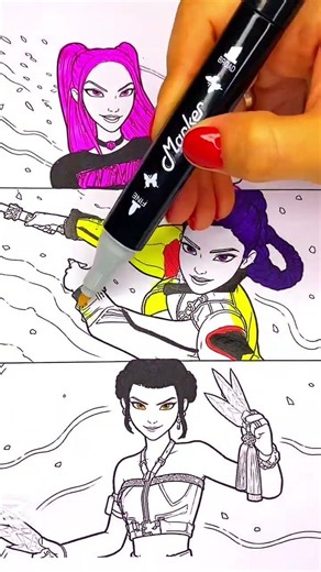 Mira, Rumi & Zoey! ❤️‍🔥🎨✨#shorts #golden #kpopdemonhunters #satisfying #markerart #rumi