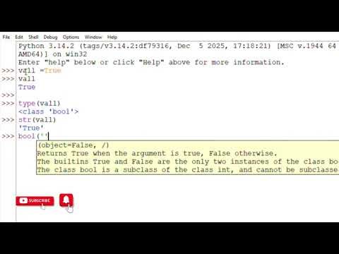 Python Class|Type Conversion Boolean|lecture 9