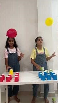 Stack the cups relay race challenge with KatyCutie and Ashu