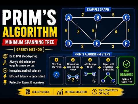 Prim's Algorithm | Minimum Spanning Tree (MST) | Greedy Algorithm