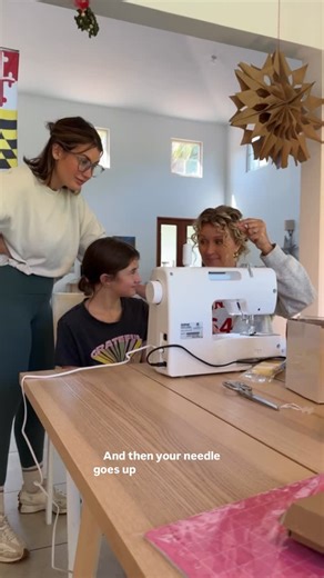 Cortney Wheeler Swann on Instagram: "Christmas gifts turning into new skills✨ watching Lola learn something new was the sweetest afternoon🥹 Thanks to @katie.live for teaching us how to work Lola’s new sewing machine 🫶🏼 Any sewing mamas here? Drop your best beginner tips 🧵👇 #sew #momlife"