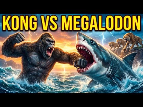 King Kong Takes on Megalodon and Smilodon in the WILDEST 4K Prehistoric Fight