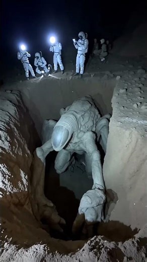 gigantic alien creaturesencapsulated in glass containers. A wide shot, filmed from above we stand...