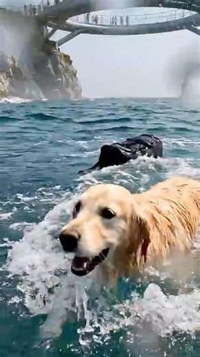 police golden retriever save people