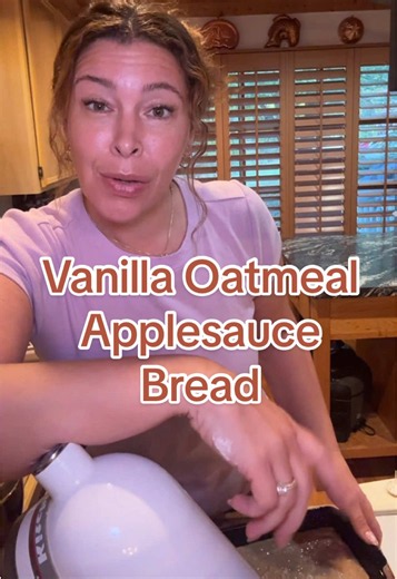 Vanilla oatmeal applesauce bread recipe. one cup white sugar, two large eggs, half cup canola or vegetable or avocado oil 1 tablespoon vanilla extract 1 1/2cups of all-purpose flour, 1/2 teaspoon of baking powder, 1 teaspoon of baking soda. 1 1/2 teaspoons of ground cinnamon 1/2 cup of rolled oats 3/4 cup unsweetened applesauce. truly you can just put this on a bowl and mix it until incorporate. Then pour in a prepared loaf pan. Bake for 50 to 60 minutes. ##baking##cinnamon##applesauce##oatmeal#