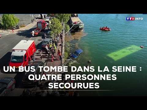 Un bus tombe dans la Seine, quatre personnes secourues｜TF1 INFO