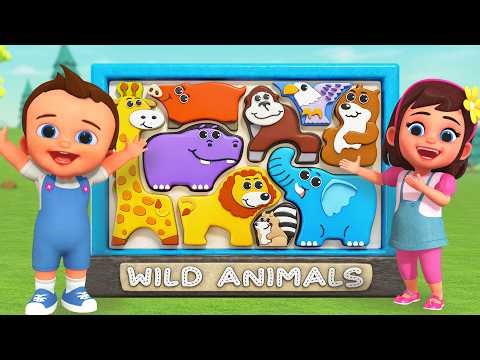 Learn Wild Animal Names for Kids 🐯 | Magnet Board Puzzle Toy Set 3D Kids Fun Learning Educational