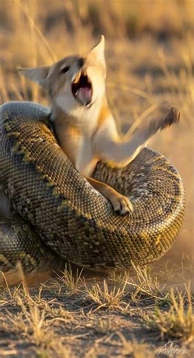 Will the python manage to swallow the jackal? Unbelievable wildlife showdown