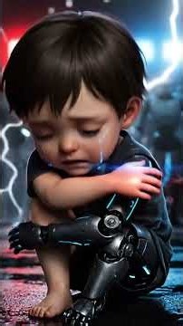 A puppy and boy Finding a Food in Sci-Fi World