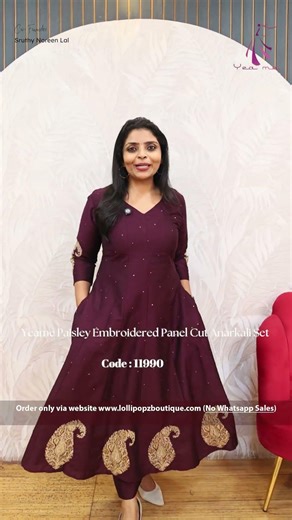Yeame Paisley Embroidered Panel Cut Anarkali Set Code 11990