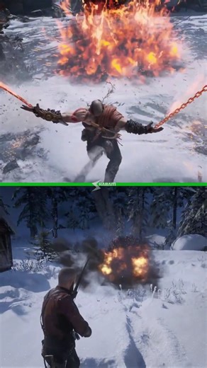 EXPLOSION IN SNOW COMPARISON (GOD OF WAR VS RDR2)