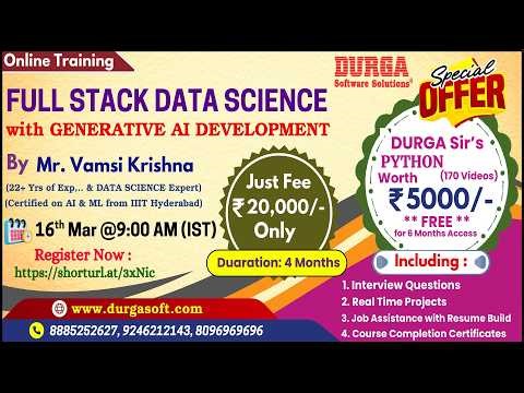 FULL STACK DATA SCIENCE with GENERATIVE AI DEVELOPMENT Online Training @ DURGASOFT