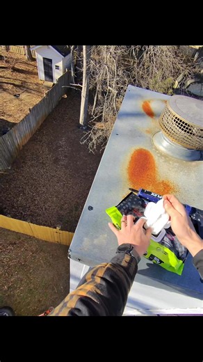 This customer’s chimney cap blew off in the wind. We came out with the boom lift and got it reattached! | American Pointer