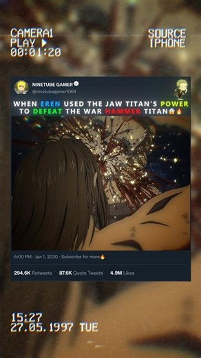 When Attack Titan Used the Jaw Titan’s Power to Defeat the War Hammer Titan😱🔥#aot #erenyeager #armin