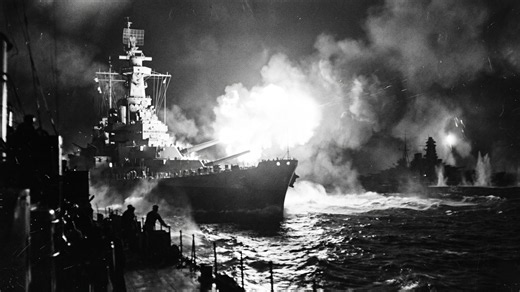Japan's Kirishima went down after a 16-inch gun duel at Guadalcanal