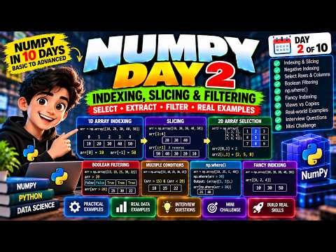 NumPy Tutorial for Beginners | Day 2: Indexing, Slicing & Filtering