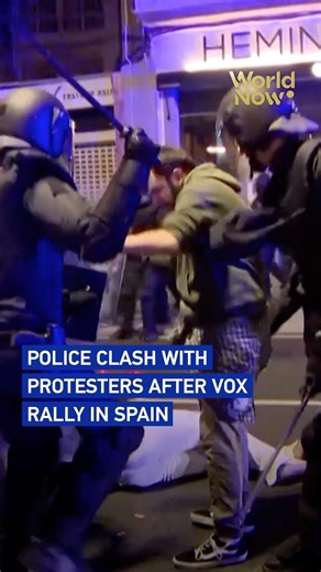 Police clash with protesters after Vox rally in Spain #worldnow