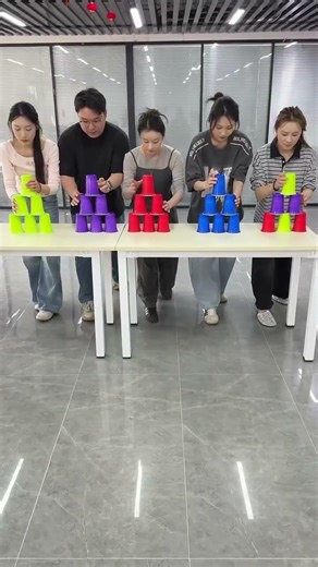 Cup Stacking Challenge – Who Has the Fastest Hands? 😱🔥 #youtubeshorts #shorts