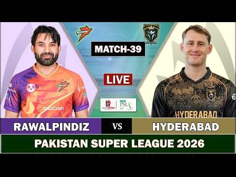 PSL LIVE: HYDERABAD KINGSMEN vs RAWALPINDIZ 39th MATCH LIVE SCORES | RWP vs HK LIVE COMMENTARY