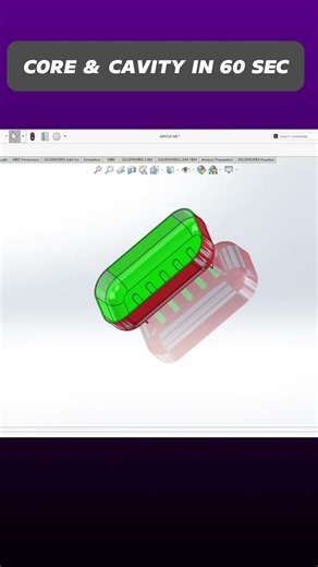 How to Make Core and Cavity in 60 Seconds | Injection Mold Design Quick Tutorial