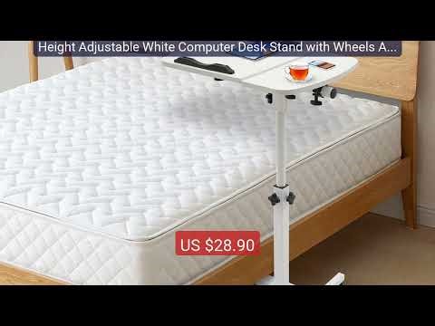 Height Adjustable White Computer Desk Stand with Wheels Adjus... — Amazing Value 2026 | Must Have!
