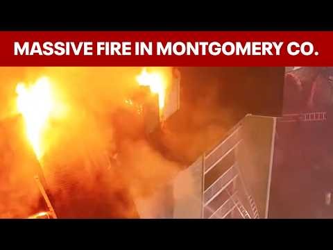 Crews battle massive fire at apartment building in Montgomery County