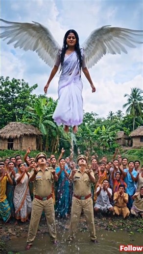 An angel appeared in the village pond! 😱🪽Watch till the end... she actually flies away! 🔥
