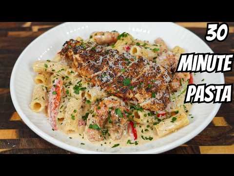 Cajun Chicken & Shrimp Alfredo (30 Minute Recipe)
