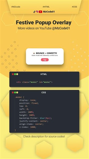 Create a Popup Message in 60s 🤯 HTML CSS JS #coding #css #jstutorial