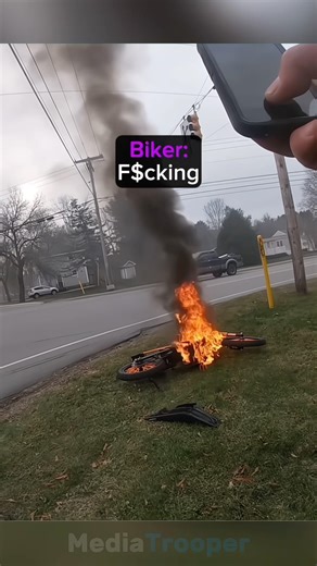 Bikers e-bike bursts into flames #clips #moments #viral #automobile