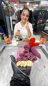 #Cute & #Chubby Girl Enjoys Banana, Raspberry & Nutella Rolled #icecream ! 🍌❤️🍫 #Satisfying Shorts