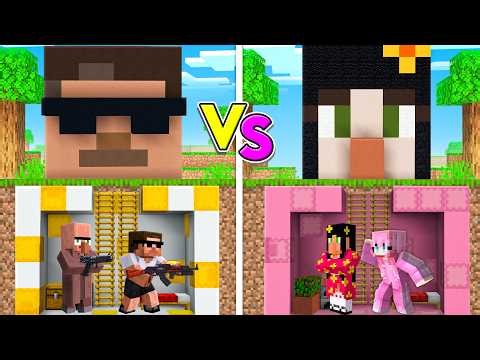 BOYS vs GIRLS UNDERGROUND BUNKER Build Challenge In Minecraft!