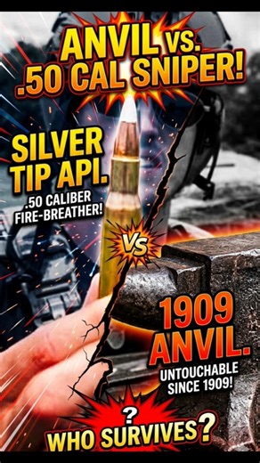 1909 Anvil vs 50 Cal Shot… Still Standing!?😳🔥 #durabilitytest #metalstrength #extremeimpact