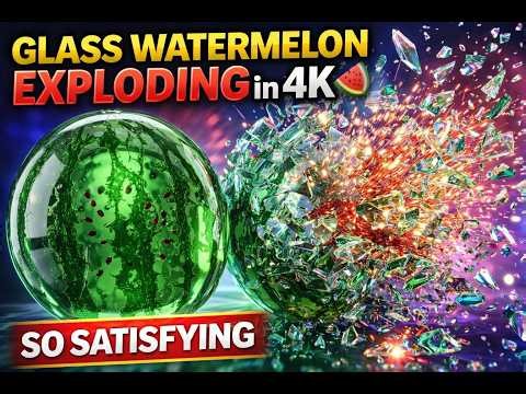 Glass Watermelon EXPLODING in 4K 💥🍉 | Satisfying ASMR Shatter (Ultra Realistic Slow Motion)