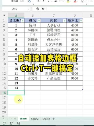 表格新增数据自动加边框，用这招秒搞定 #excel教学视频 #excel知识点 #excel零基础 #excel干货 #办公技巧分享