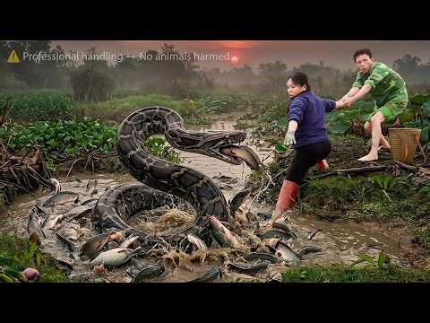 72 terrifying hours in the swamp - Facing a giant python attack while harvesting fish