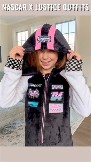 Justice on Instagram: "Charlie is modeling our latest collab – NASCAR X Justice – and is officially counting down the days until race day 🤩🏁 @thetravelingred"