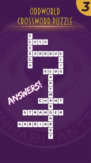 Here’s the answers to our third Oddworld crossword! How did you do? #Oddworld #Crossword #Puzzle
