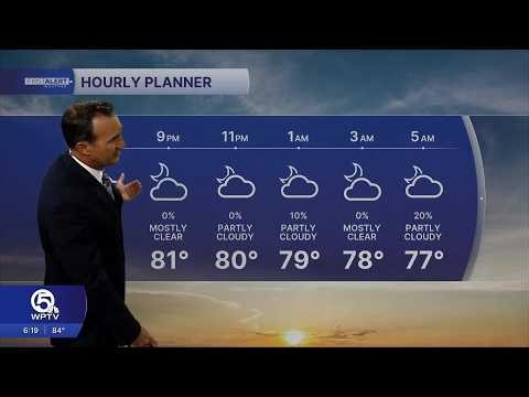 WPTV First Alert Weather forecast for Evening of Tuesday, Oct. 13, 2026