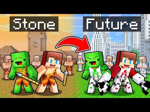 Mikey and JJ Village: from STONE to FUTURE in Minecraft - Maizen