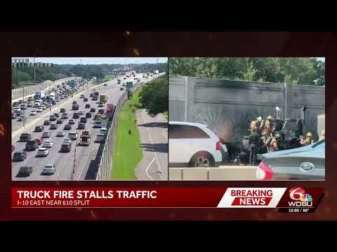 New Orleans traffic backed up after 18-wheeler fire on interstate