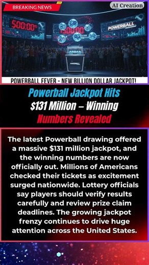 BREAKING : Powerball Jackpot Hits $131 Million — Winning Numbers Revealed 💰🎟️