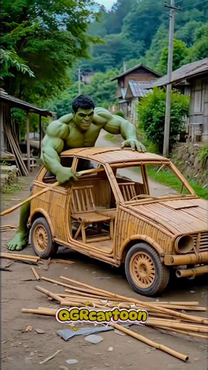 Hulk vs Spider-Man Making a car from bamboo #marveltoys#hulk#spiderman #shorts