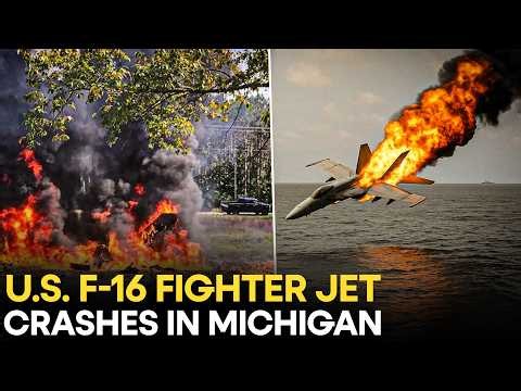 US F-16 Jet Crash Live: US F-16 Fighter Jet Crashes In Michigan, Pilot Escapes After Ejection | WION